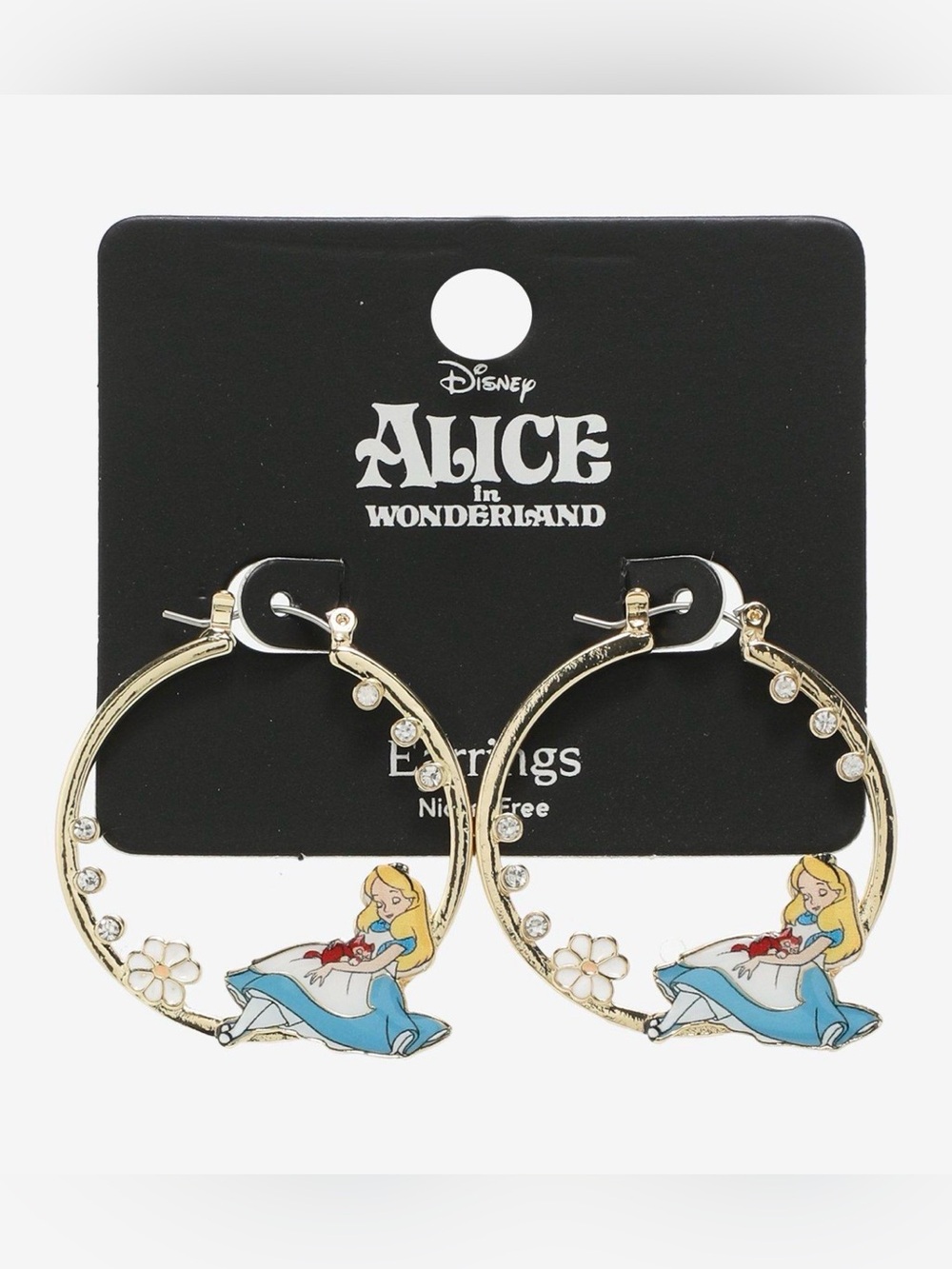 NWT Her Disney Alice in Wonderland hoop earrings